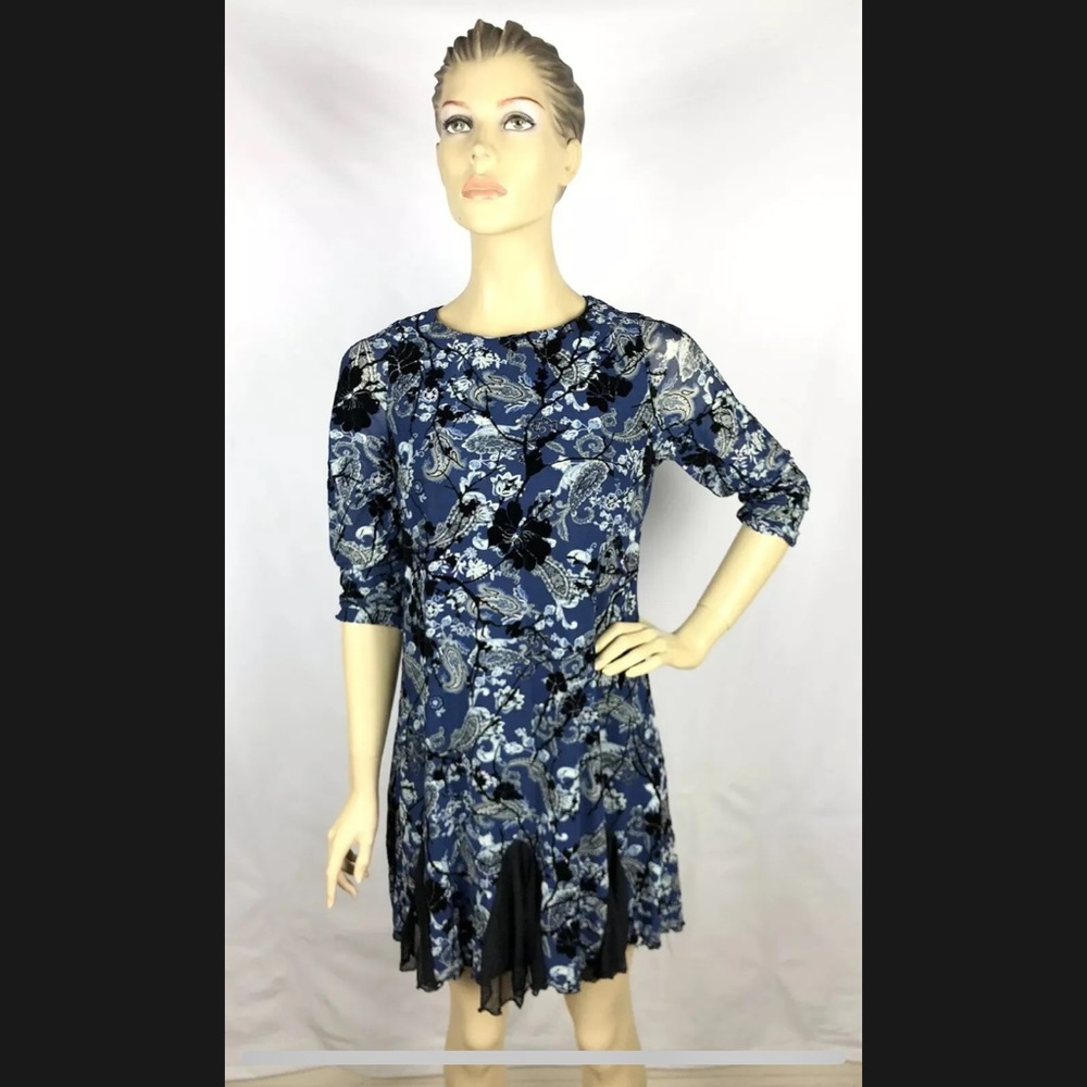Royal Rose Women's Size M  Blue Floral Dress Above Knee High Casual Party